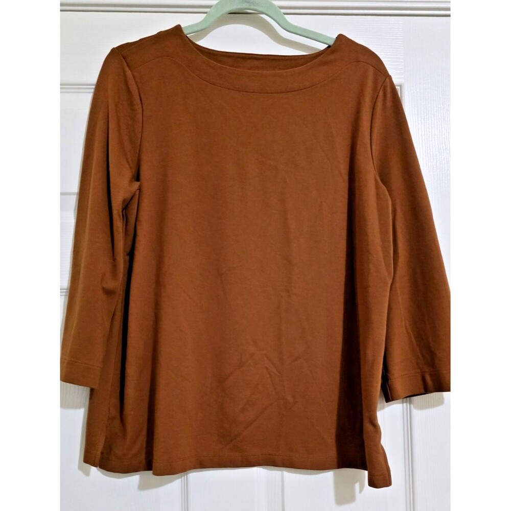 Chico's Bronzed Clay Ponte 3/4 Sleeve Top Size 2 (U.S. Size L)
